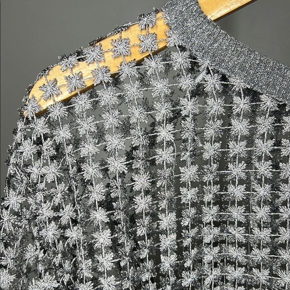 Zara Silver Shimmery Crop Blouse with Bell Sleeves - Picture 4 of 6